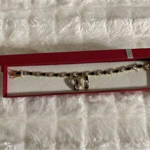 New in Box, Sapphire Blue Pave X Bar CZ Bracelet with matching earrings